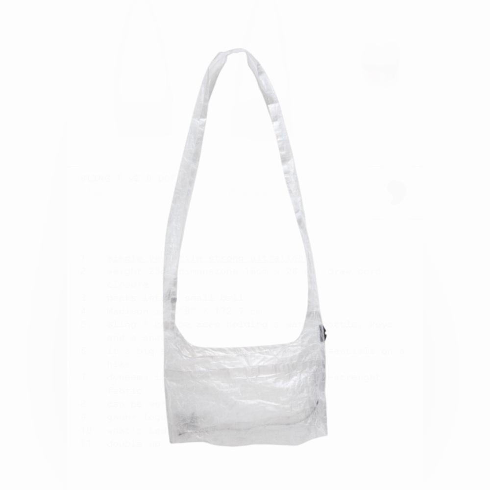 Ultra-simple, ultralight, packable crossbody DYNEEMA sling bag